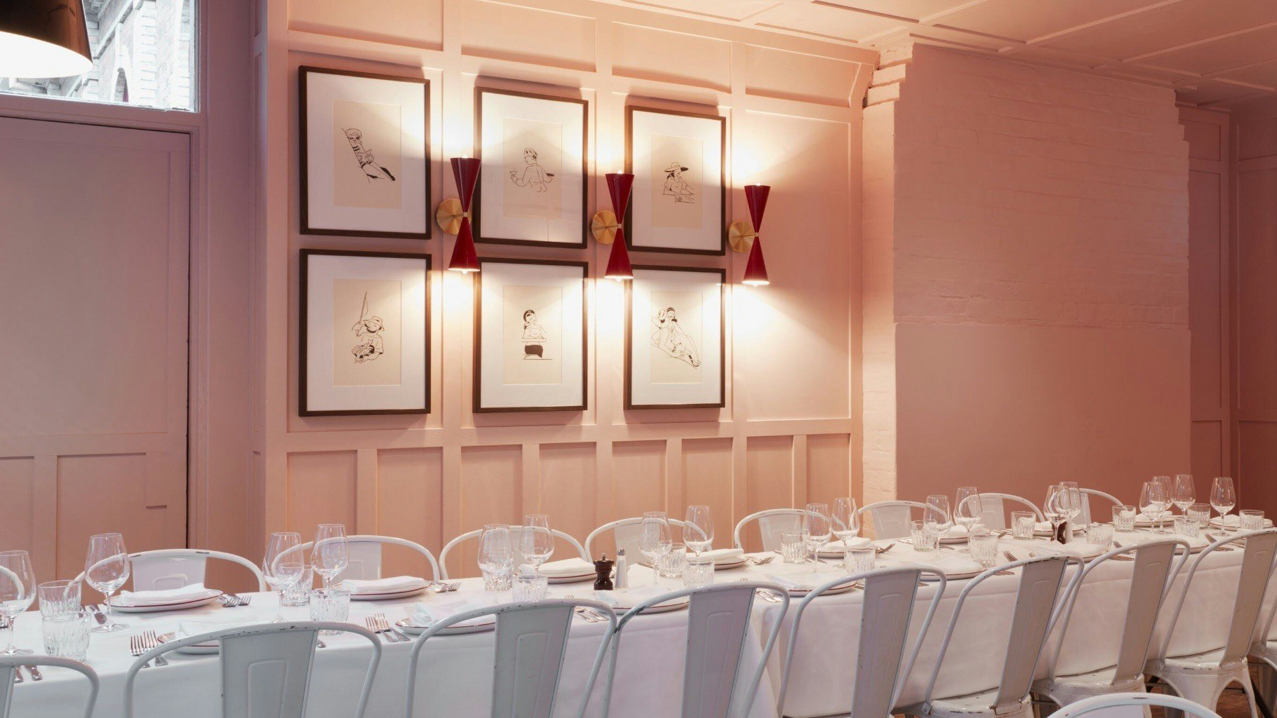 Function room table arrangements and wall artwork.